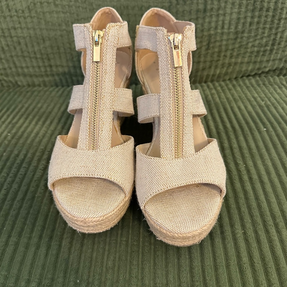 a new day Beige Wedge Sandals with Zipper